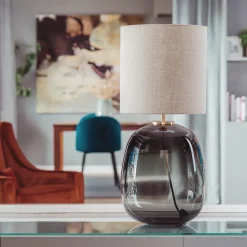 HADELAND GLASSVERK Austra Bordlampe Røkgrå New