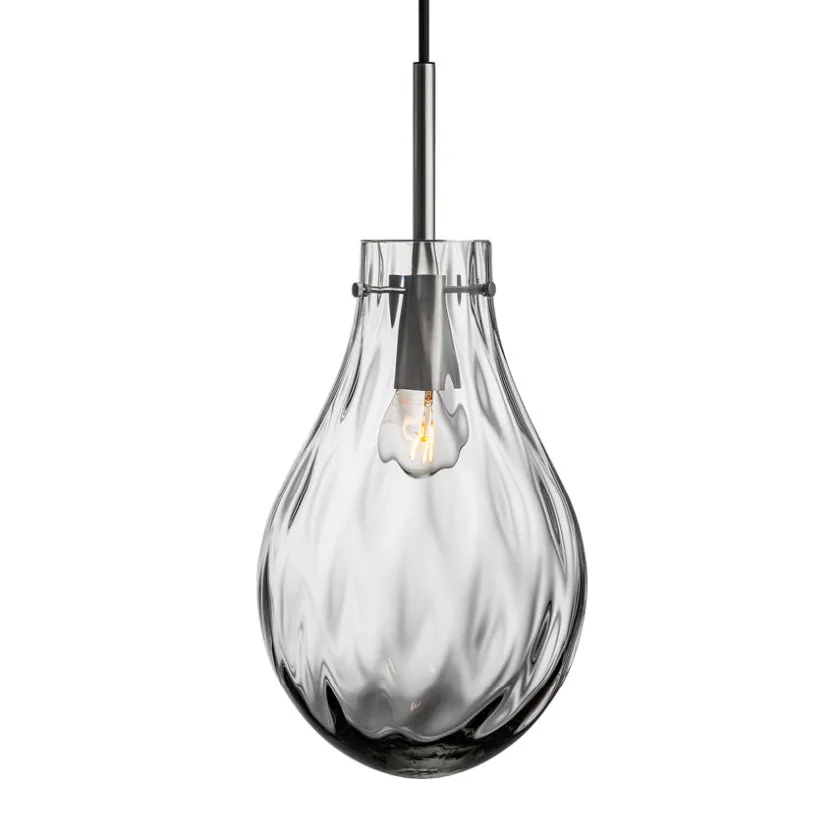 HADELAND GLASSVERK Dråpe Dobbeltoptikk Pendellampe Lys Røkgrå Clearance