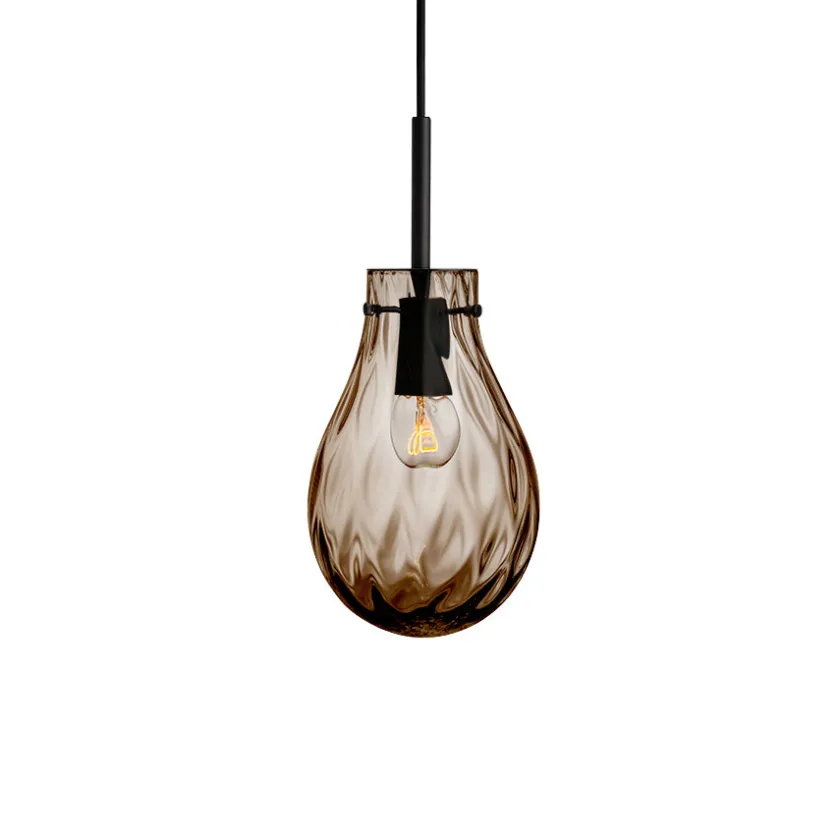 HADELAND GLASSVERK Dråpe Pendellampe Dobbeloptikk Kakao New