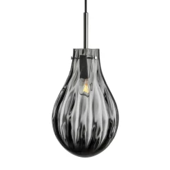 HADELAND GLASSVERK Dråpe Pendellampe Dobbeltoptikk Røkgrå Best