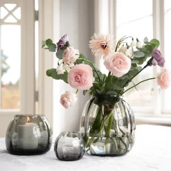 HADELAND GLASSVERK Ella Vase 140mm Røkgrå Online