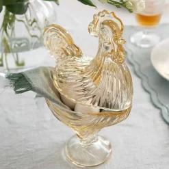 HADELAND GLASSVERK Glasshane m/Lokk Gul 28cm Discount