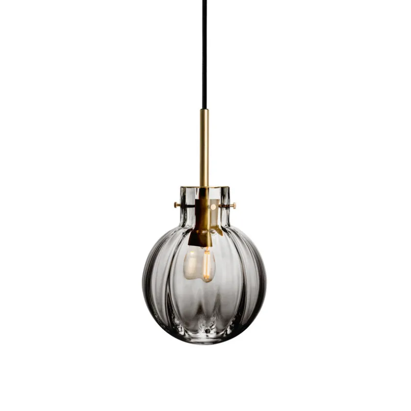 HADELAND GLASSVERK Krystallkule Taklampe Optikk Røkgrå Sale