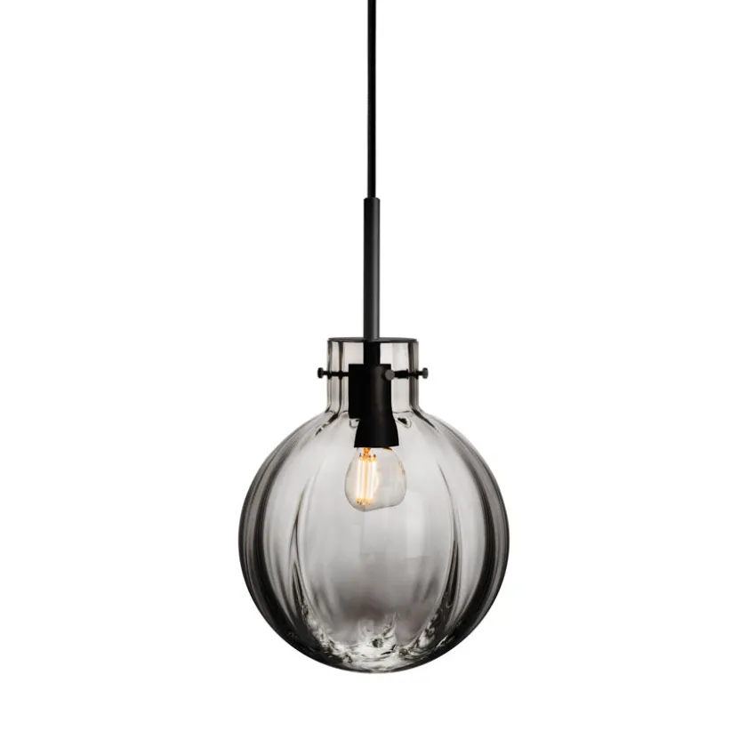 HADELAND GLASSVERK Krystallkule Taklampe Optikk Røkgrå Sale