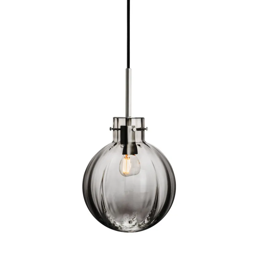 HADELAND GLASSVERK Krystallkule Taklampe Optikk Røkgrå Sale