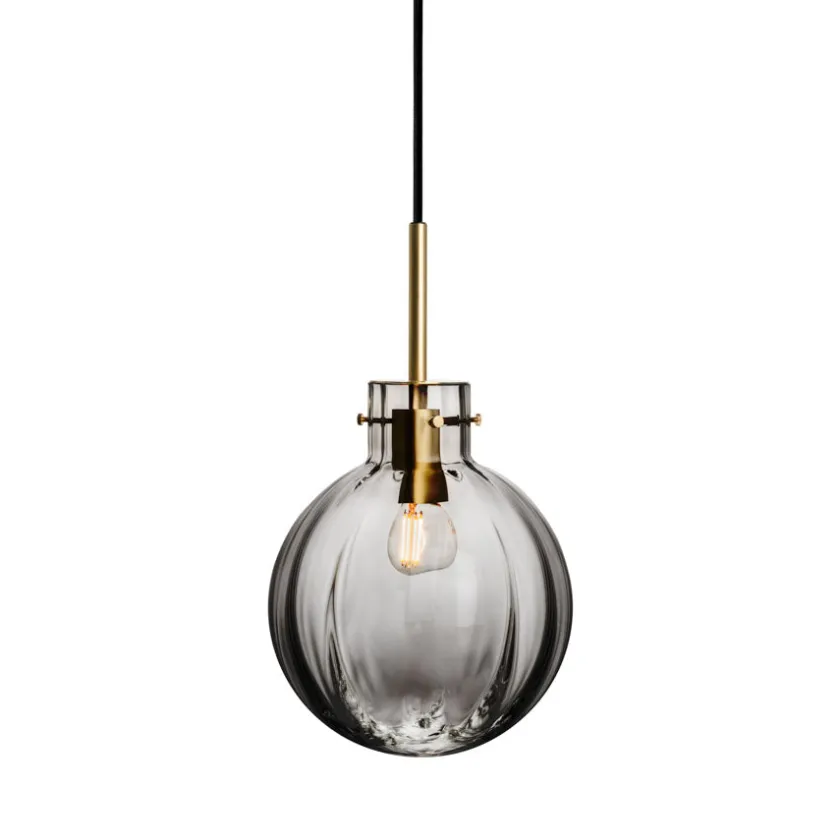 HADELAND GLASSVERK Krystallkule Taklampe Optikk Røkgrå Sale