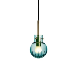 HADELAND GLASSVERK Krystallkule Taklampe Stor Stjerne Blågrønn Hot