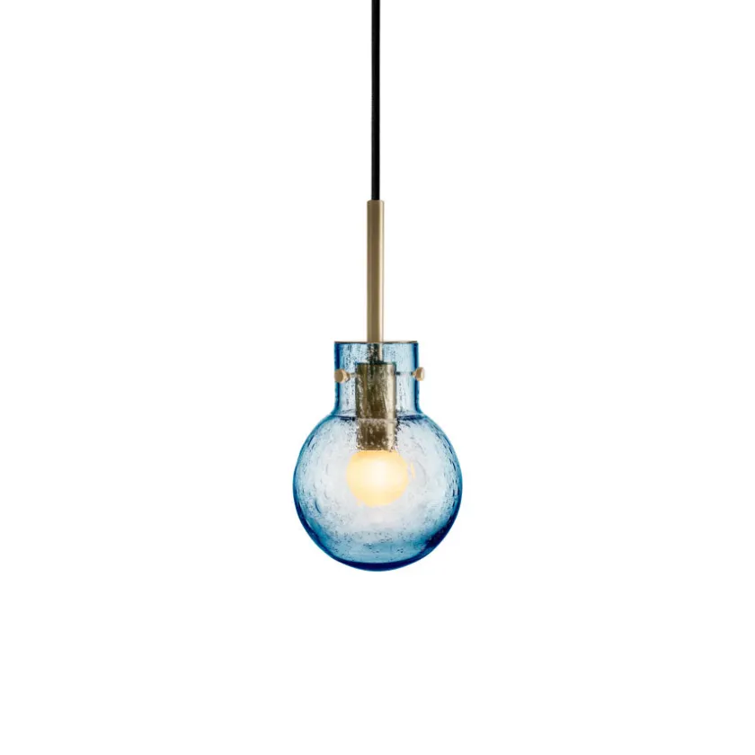 HADELAND GLASSVERK Krystallkule Taklampe Soda Stålblå Clearance