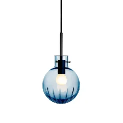 HADELAND GLASSVERK Krystallkule Taklampe Stor Stjerne Stålblå