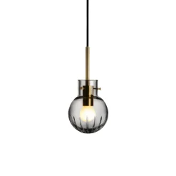 HADELAND GLASSVERK Krystallkule Taklampe Stor Stjerne Røkgrå Hot