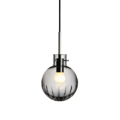 HADELAND GLASSVERK Krystallkule Taklampe Stor Stjerne Røkgrå Hot