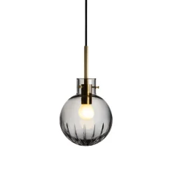 HADELAND GLASSVERK Krystallkule Taklampe Stor Stjerne Røkgrå Hot