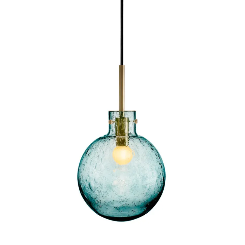 HADELAND GLASSVERK Krystallkule Taklampe Soda Blågrønn Outlet