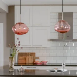 HADELAND GLASSVERK Pendellampe Morgenrød