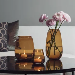 HADELAND GLASSVERK Siccori Vase 11cm Dyp Oker Outlet