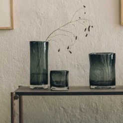 HADELAND GLASSVERK Sine Telysholder 12,5x10,5cm Røkgrå New