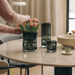 HADELAND GLASSVERK Sine Vase 29,5x11cm Røkgrå New