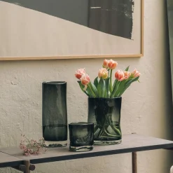 HADELAND GLASSVERK Sine Vase 29,5x11cm Røkgrå New