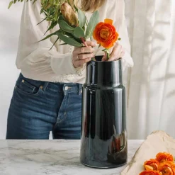 HADELAND GLASSVERK Tindre Vase Røkgrå 38,7cm Hot