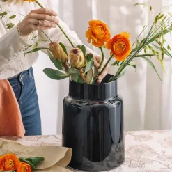 HADELAND GLASSVERK Tindre Vase/Lyslykt Røkgrå 30,5cm Clearance