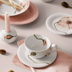 KÄHLER DESIGN Kähler Hammershøi Poppy Lysestake 7,5cm Hvit m/Dekor Clearance