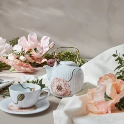 KÄHLER DESIGN Kähler Hammershøi Poppy Tekopp m/Skål 38cl Hvit m/Dekor Clearance