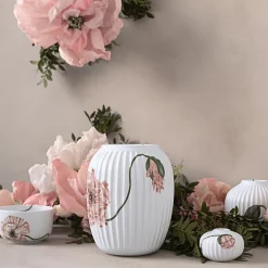 KÄHLER DESIGN Kähler Hammershøi Poppy Vase 21cm Hvit m/Dekor New