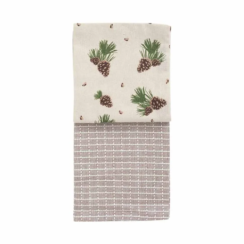 CHRISTIANIA 1739 Kjøkkenhåndkle Furu/Mønster Bomull 50X70cm 2pk