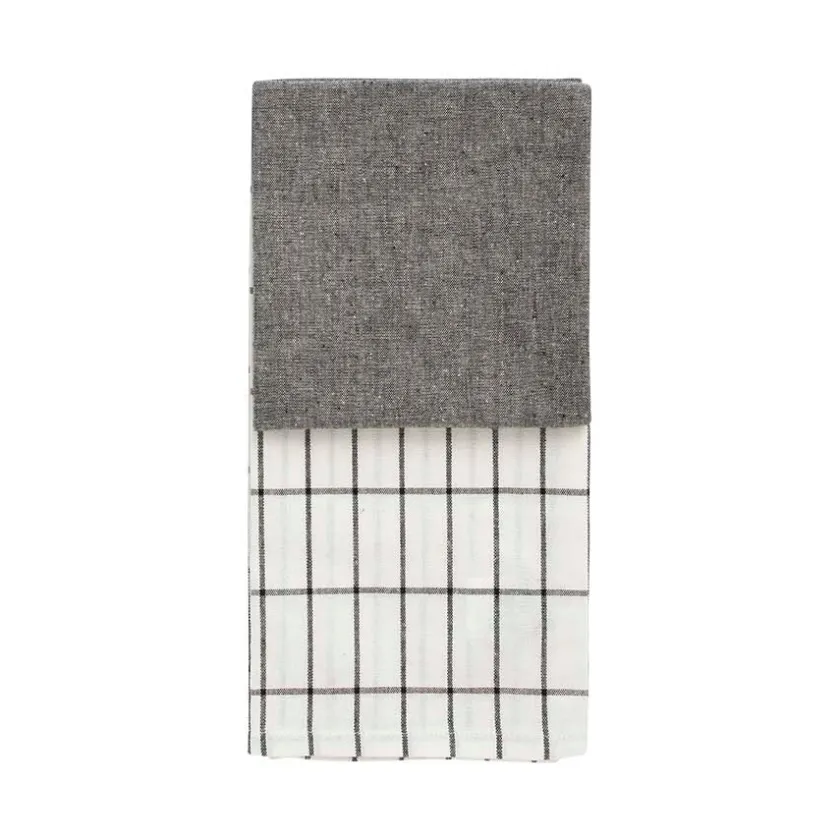 CHRISTIANIA 1739 Kjøkkenhåndkle Grå/Rutete 50X70cm 2pk Clearance