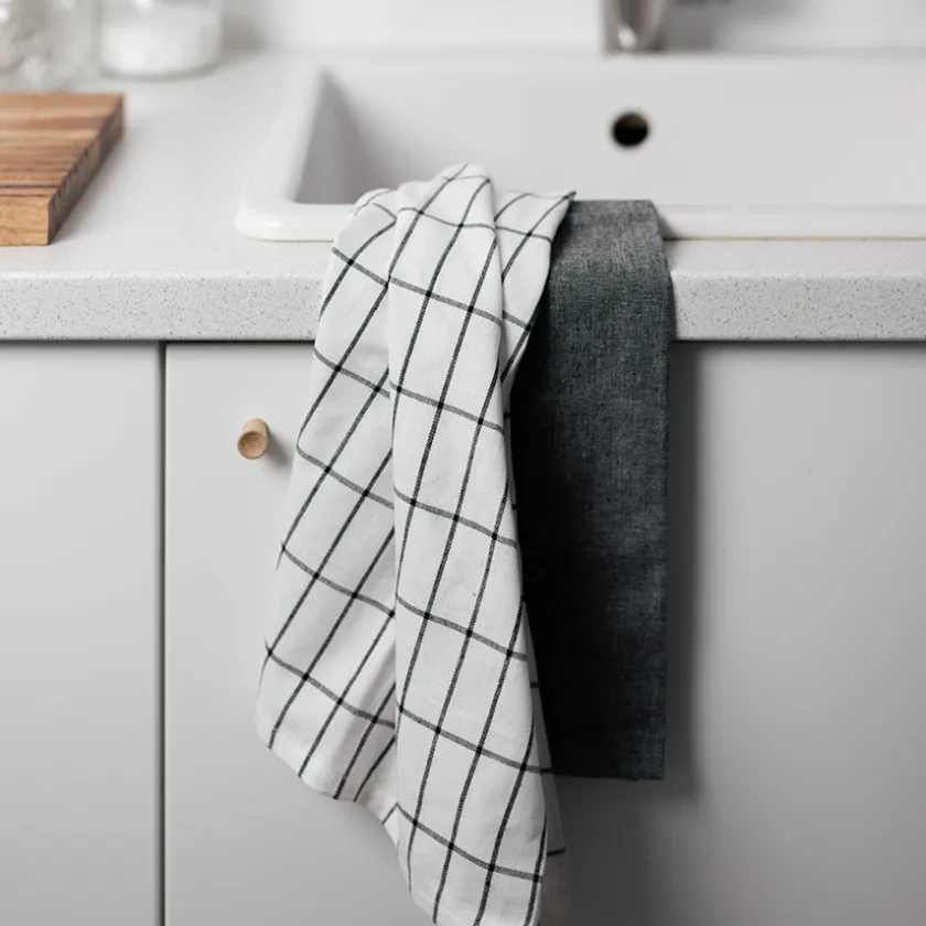 CHRISTIANIA 1739 Kjøkkenhåndkle Grå/Rutete 50X70cm 2pk Clearance