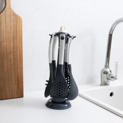 BØRSCOMPAGNIET AS Kjøkkenredskap 5 Deler Med Stativ 31,5cm Grå Best