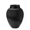 KNABSTRUP KERAMIK Vase 27cm Riflet Svart New