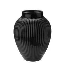 KNABSTRUP KERAMIK Vase 27cm Riflet Svart New