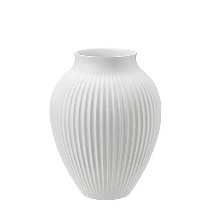 KNABSTRUP KERAMIK Vase 20cm Riflet Hvit New