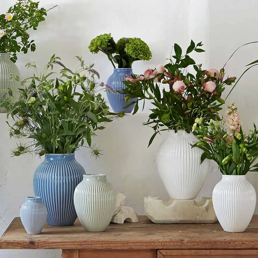 KNABSTRUP KERAMIK Vase 20cm Riflet Hvit New