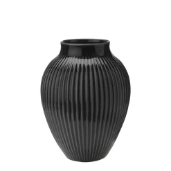 KNABSTRUP KERAMIK Vase 20cm Riflet Svart Hot
