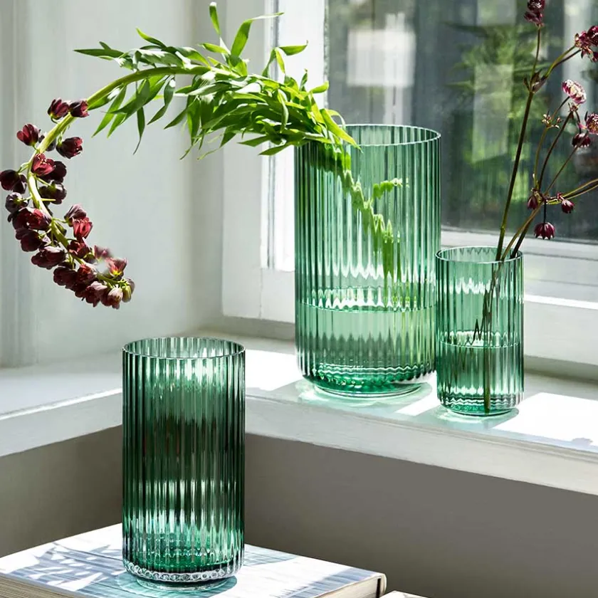 LYNGBY Porcelæn Vase 25cm Grønn Glass Outlet