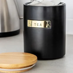 Lifetime Brands Europe ltd Masterclass Oppbevaringsboks Te 1L Sort med Bambus Lokk Online