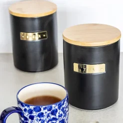 Lifetime Brands Europe ltd Masterclass Oppbevaringsboks Te 1L Sort med Bambus Lokk Online