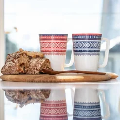 PORSGRUNDS PORSELÆNSFABRIK MAUD KRUS 2 PK RØD/BLÅ M/GAVE ESKE Hot