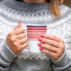 PORSGRUNDS PORSELÆNSFABRIK MAUD KRUS 2 PK RØD/BLÅ M/GAVE ESKE Hot