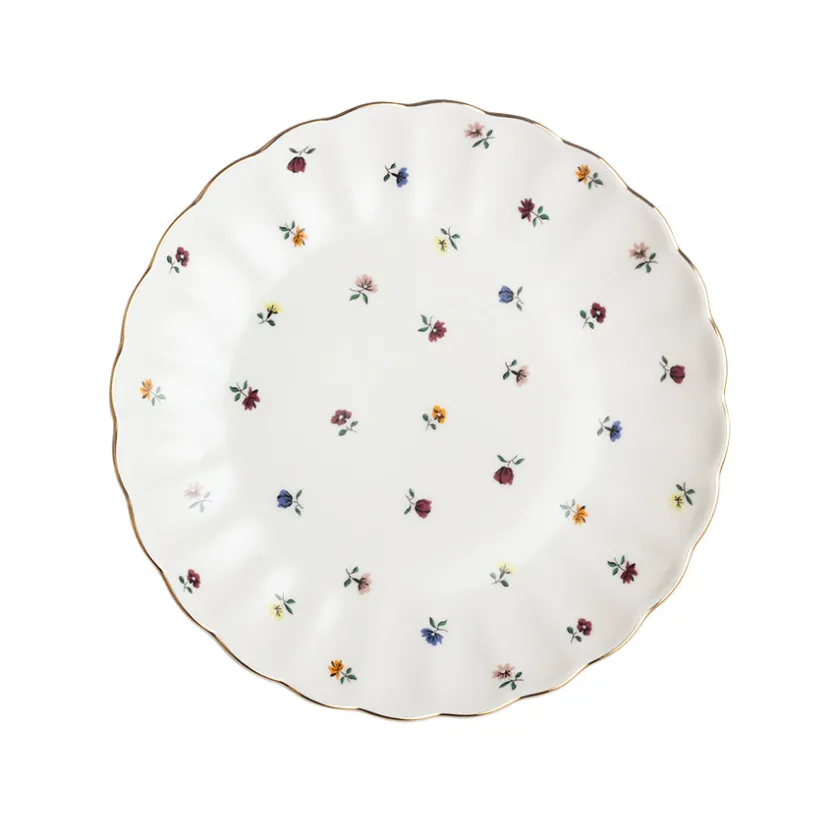 NOVA Lilly Asjett m/Blomster og Gullkant 21cm Hvit Best