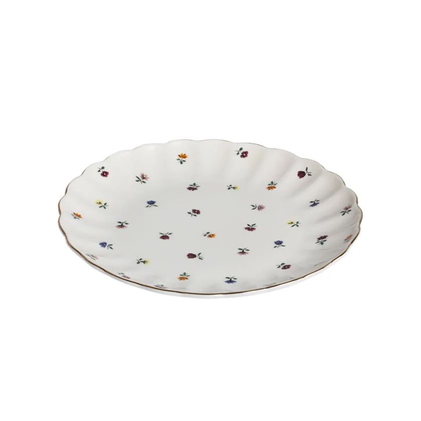 NOVA Lilly Asjett m/Blomster og Gullkant 21cm Hvit Best