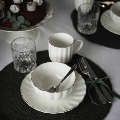 NOVA Lilly Bolle 13cm Hvit m/Gullkant