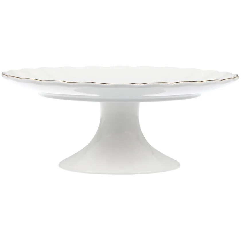 NOVA Lilly Kakefat På Stett 28cm Hvit m/Gullkant Sale