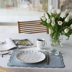 NOVA Lilly Tallerken m/ Blomster og Gullkant 26cm Hvit Discount