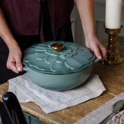 SEASONS Fall Collection Støpejernsgryte 26cm 3L Lokk Blomst Grønn Hot