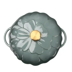 SEASONS Fall Collection Støpejernsgryte 26cm 3L Lokk Blomst Grønn Hot