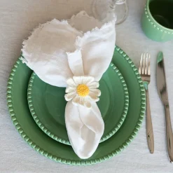 SEASONS Summer Collection Serviettring Porselen m/Heklet Blomst 2pk Hv Clearance