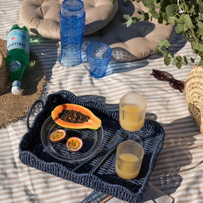 SEASONS Summer Collection Kurv Bølge Bambus 41cm Blå Discount